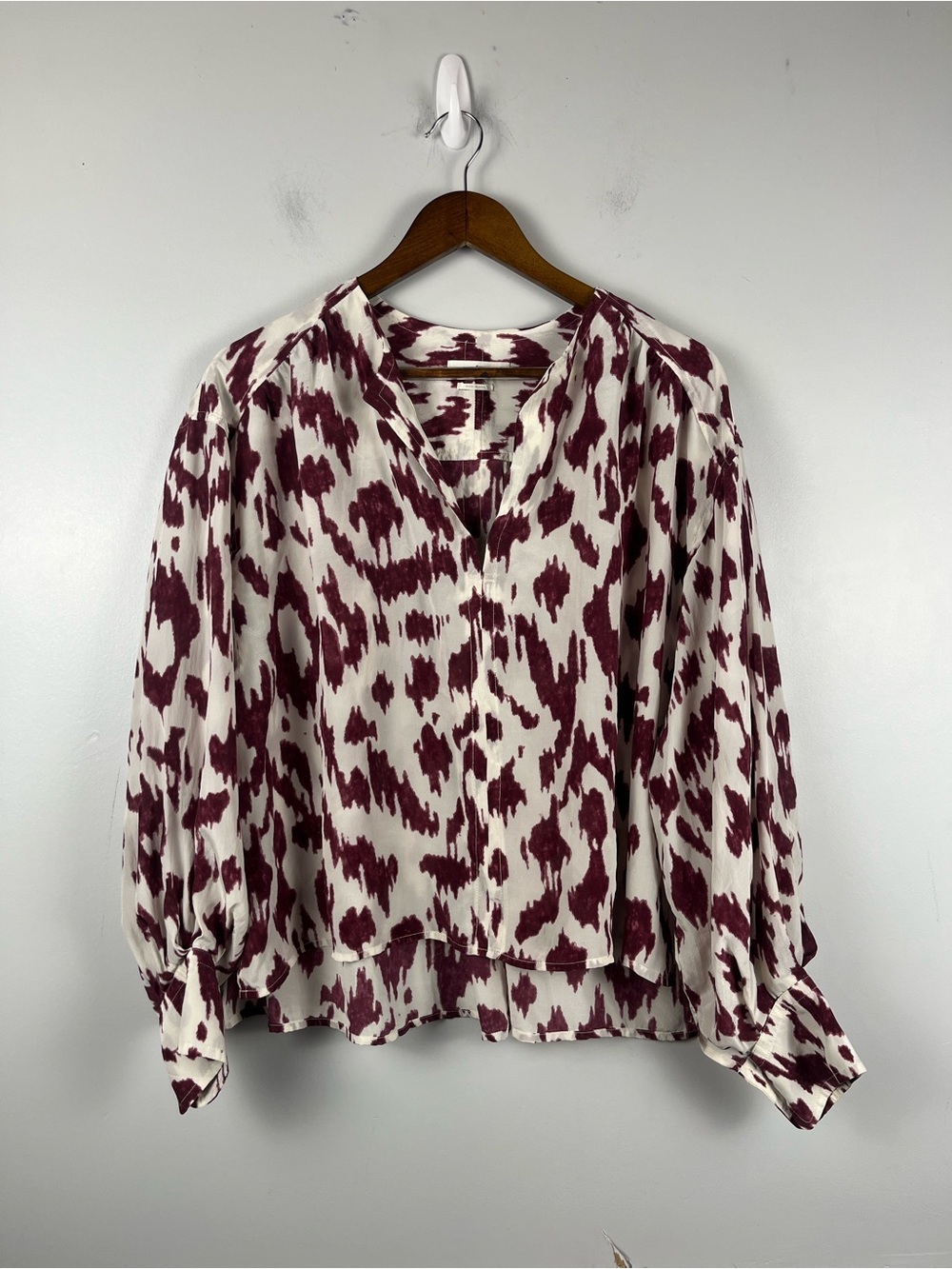 Isabel Etoile Marant purple white 100% silk blouse size 38